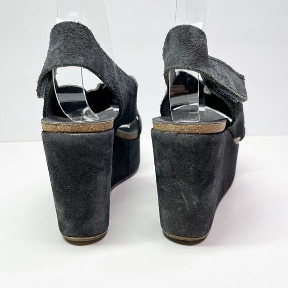 Pedro Garcia Gray Wedge platform Suede sling back sandals Size EU38.5 / 8US - Picture 8 of 11